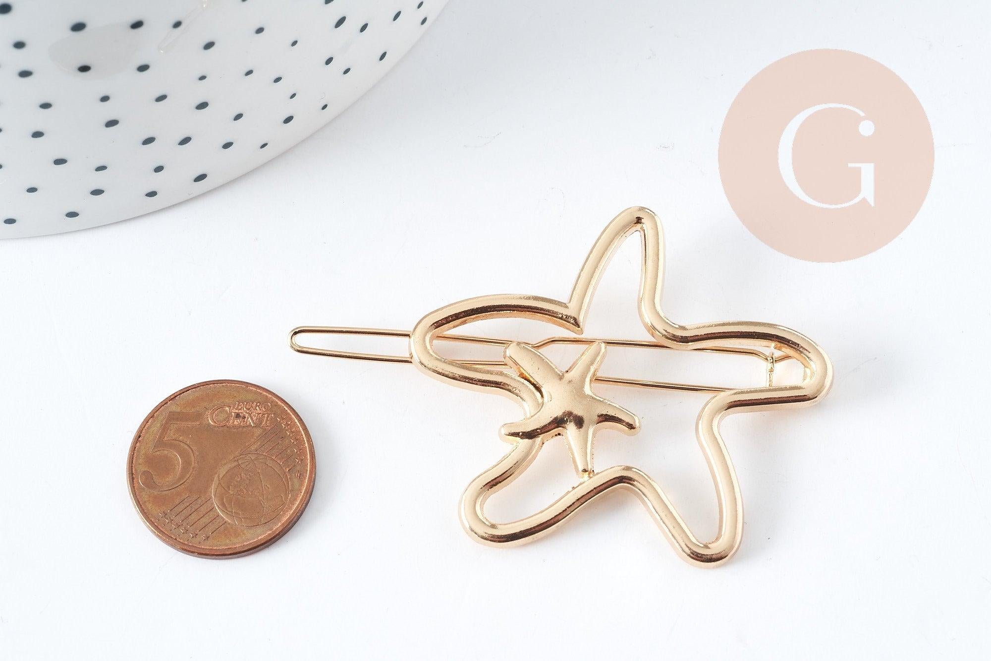 Support barrette étoiles clip zamac doré 48x41mm, x1 (G9097)