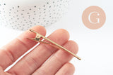 Support barrette pince doré 60mm, x2 (G3314)