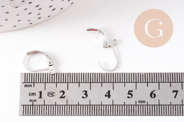 Support boucle Dormeuses boucles d'oreille platine 13mm, x50 (G0085)