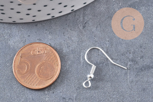 Support boucle crochet acier 304 inoxydable argent 925 22mm, x10 (G10863)