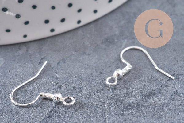 Support boucle crochet acier 304 inoxydable argent 925 22mm, x10 (G10863)