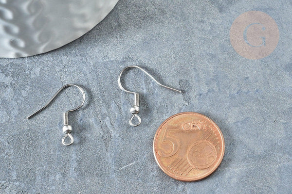 Support boucle crochet acier 304 inoxydable platine finition boule 22mm, x50 (G7900)