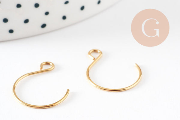 Support boucle crochet rond acier inoxydable 304 doré 14mm, x10 (G9358)