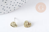 Support boucles cœur puces zamac doré 10mm la paire (G8888)