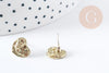 Support boucles cœur puces zamac doré 10mm la paire (G8888)