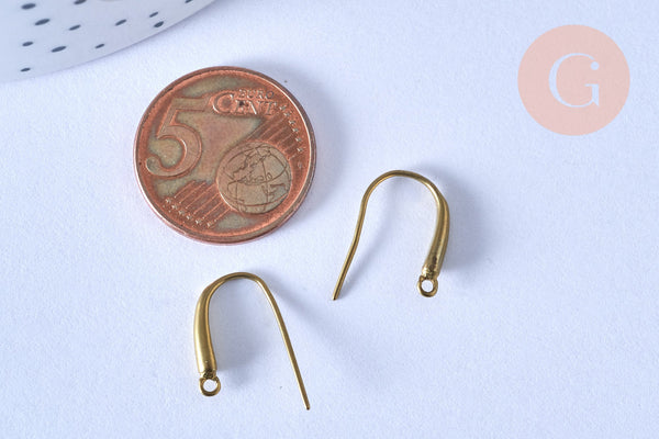 Support crochet hameçon boucle laiton brut 19mm, x6 (G6582)