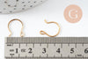 Support de boucles fil laiton crochet doré 16k 13mm, x2 (G5031)