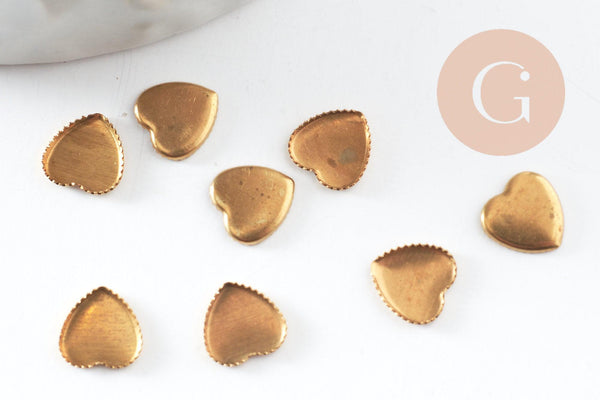 Support de cabochon coeur laiton brut 6x6mm, x50 (3g) (G2239)