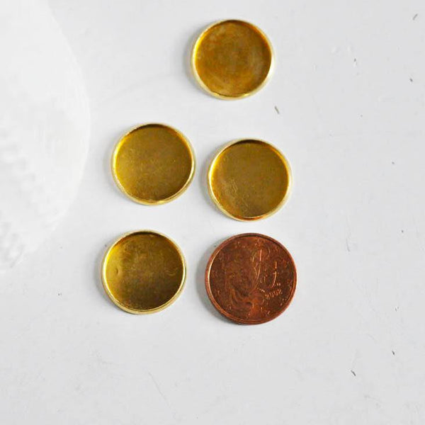 Support de cabochon rond laiton brut 18mm, x 10 (G2004)