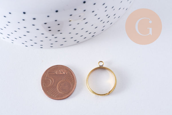 Supports bague reglable laiton brut 17mm avec anneau, x4 (G10641)