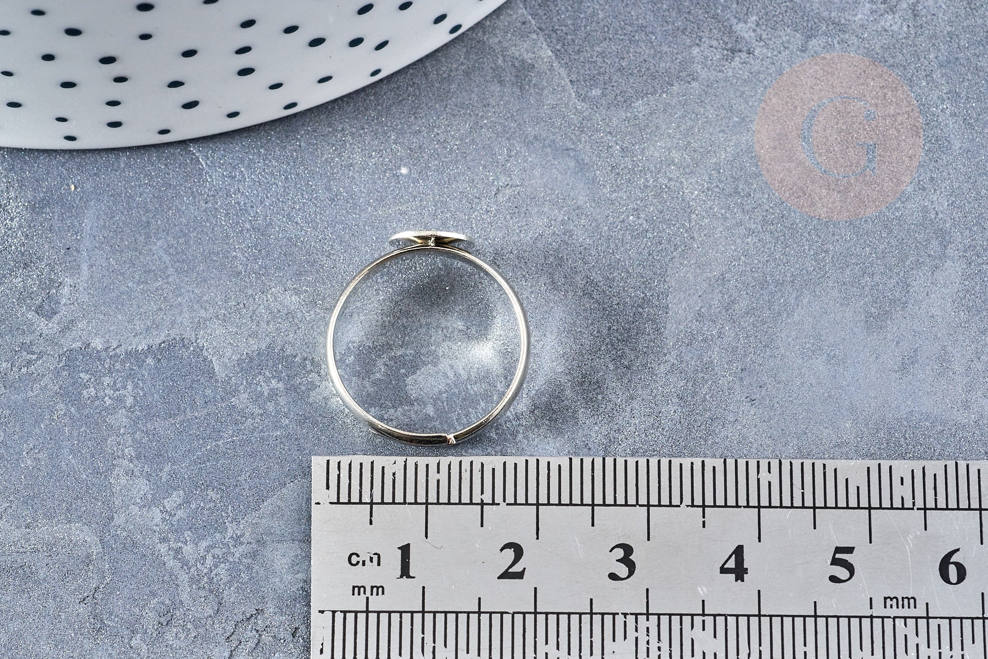 Supports bague reglable laiton couleur acier 17mm plateau 8mm, x4 (G8615)