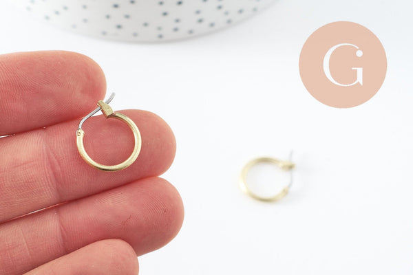 Supports boucle créole laiton brut 14mm, x2 (G1846)