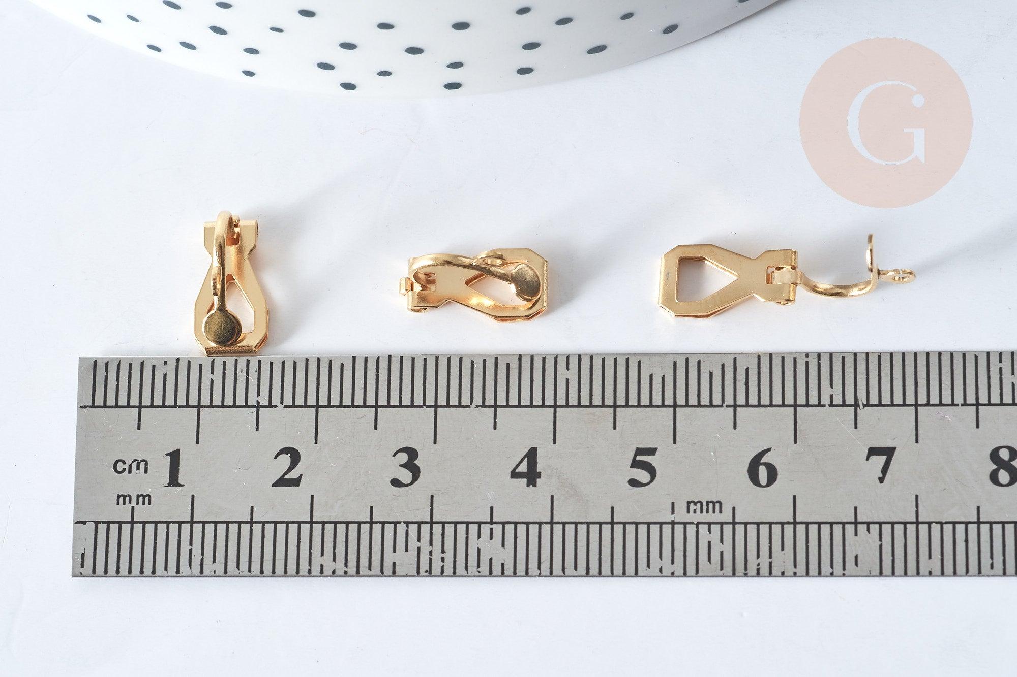 Supports boucles d'oreilles à clip acier 304 inoxydable doré 12mm, x10 (G7860)