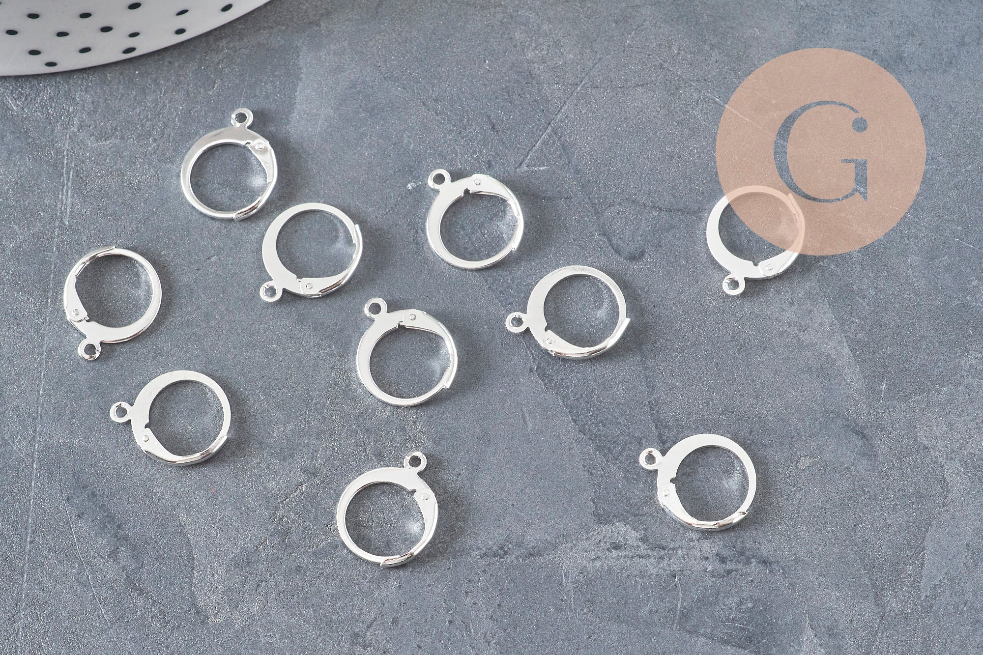 Stainless steel 304 sleeper earring findings, silver plated, 14.5mm, x10 (G11185)