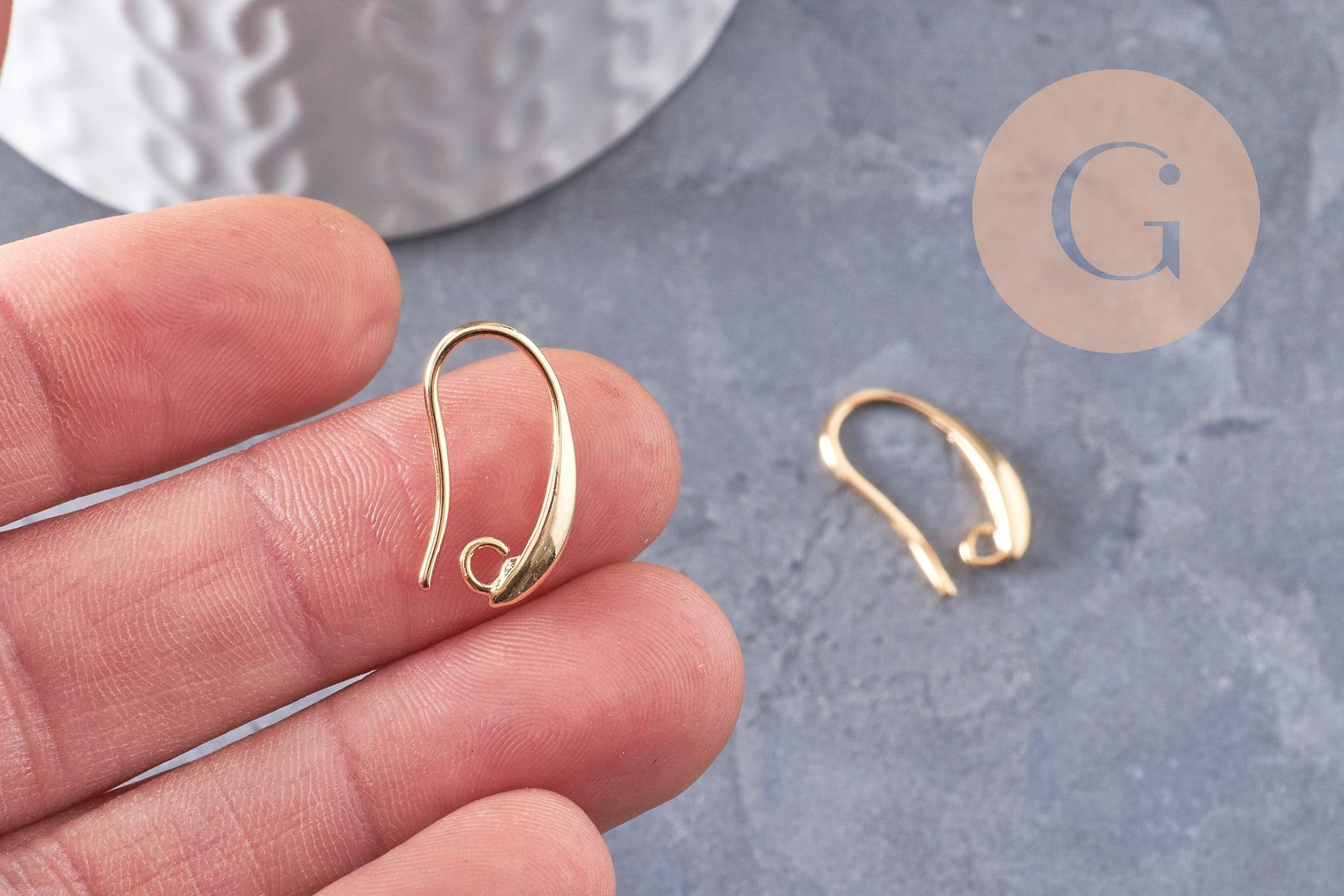 Supports boucles hameçons laiton doré 18K 19mm, x10 (G2501)