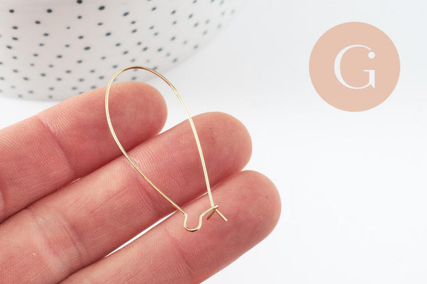 Supports boucles hameçons laiton doré 43mm, x50 (G2976)