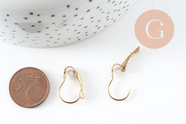 Supports boucles veilleuses laiton brut 16.5mm, x10 (G0201)