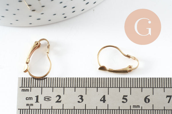 Supports boucles veilleuses laiton brut 16.5mm, x10 (G0201)