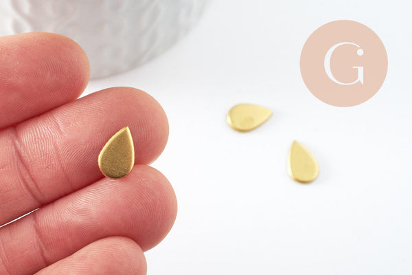 Supports cabochons goutte laiton brut 6x10mm, x20 (1.9g) (G1610)