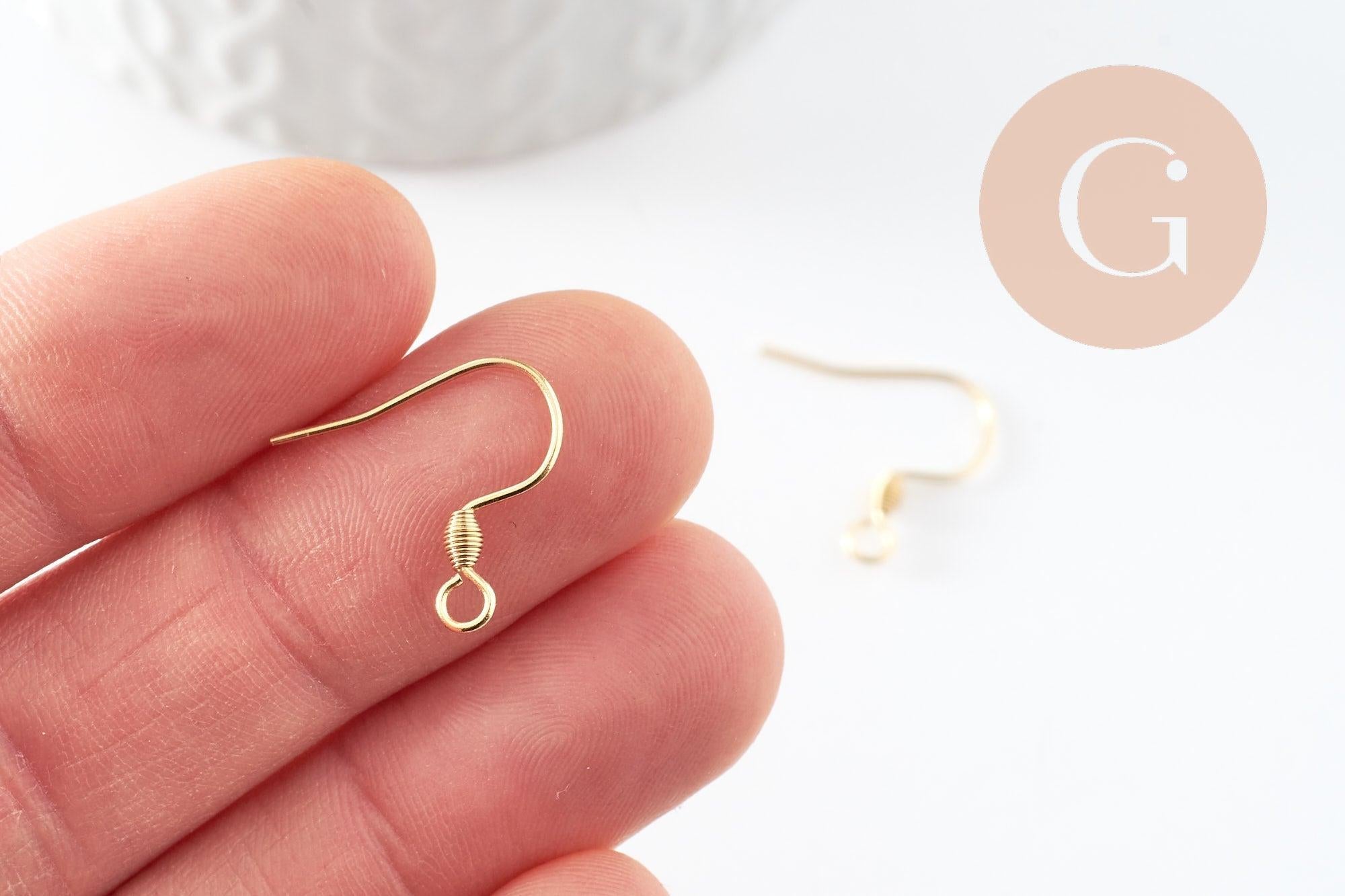Supports de boucles crochets acier 304 inoxydable doré 24K 18x16mm, x10 (G9525)