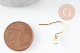 Supports de boucles crochets acier 304 inoxydable doré 24K 18x16mm, x10 (G9525)
