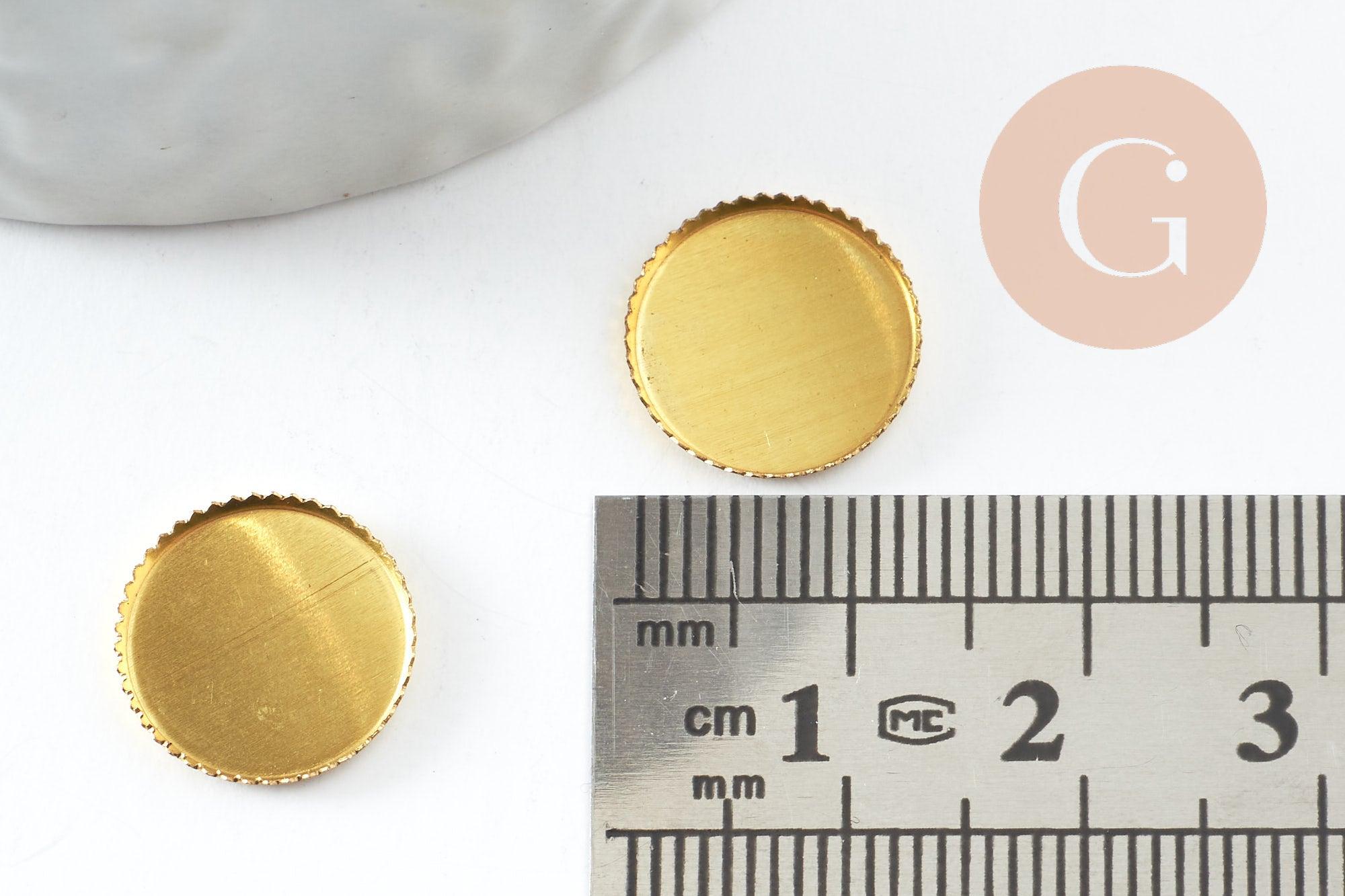 Supports de cabochon rond 12mm laiton brut, x50 (11g) (G1217)