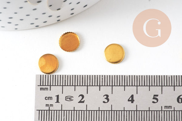 Supports de cabochon rond laiton brut 8mm, x50 (4.1g) (G0672)