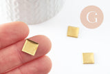 Supports de cabochons carrés laiton brut 10mm, x20 (4.6g) (G1323)