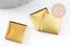 Supports de cabochons carrés laiton brut 12x12mm, x20(3.6g) (G0948)