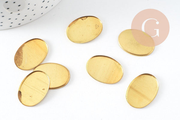 Supports de cabochons ovales 18x25mm laiton brut, x20 (13.4g) (G4888)