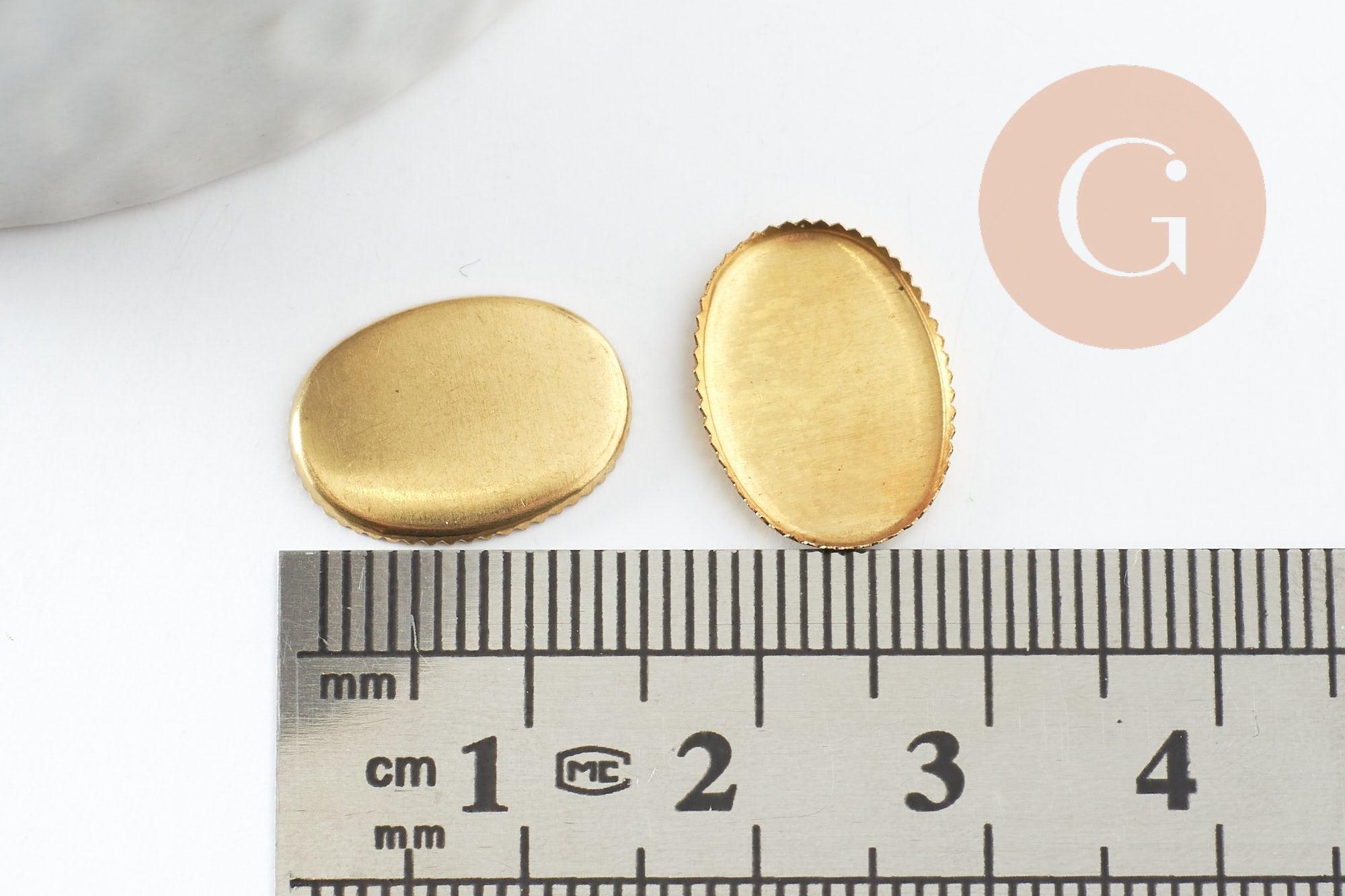 Supports de cabochons ovales laiton brut 14x10mm, x20 (3.8g) (G0671)