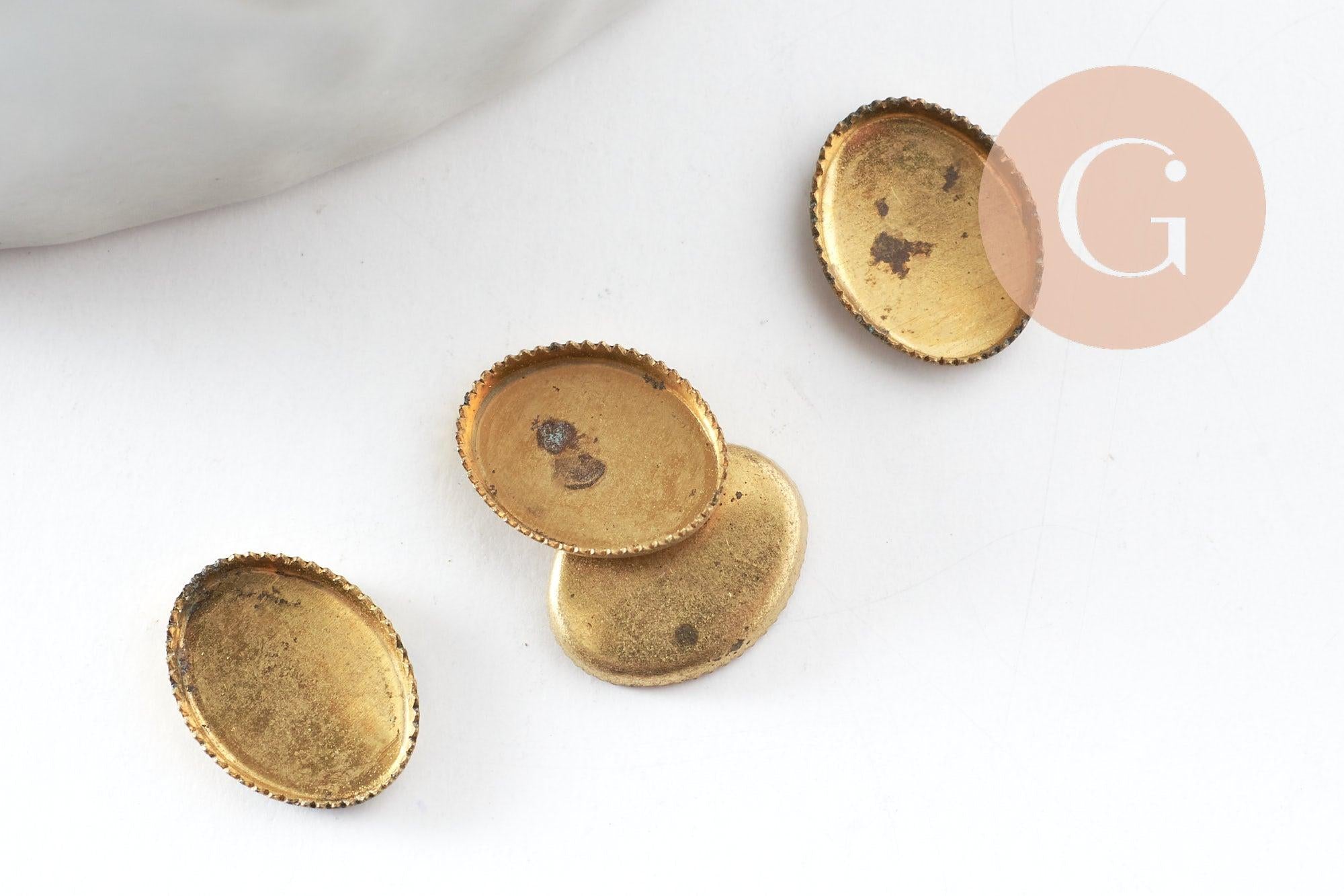 Supports de cabochons ovales laiton brut 8x6mm, x50 (4.7g) (G0468)