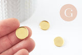 Supports de cabochons rond laiton brut 14mm avec bord, x10 (G1909)