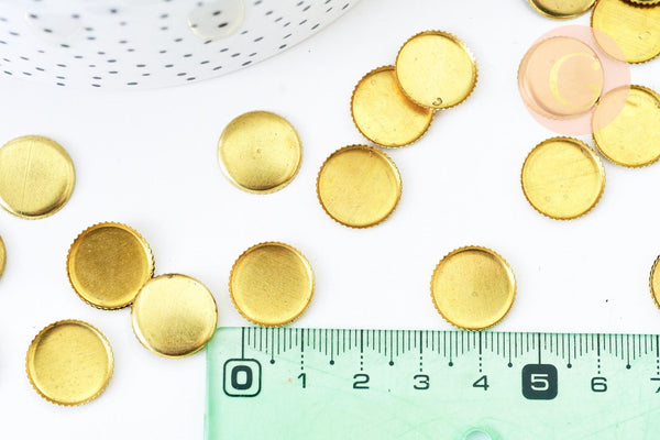 Supports de cabochons rond laiton brut 14mm, x20 (G4889)