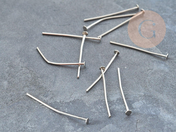 Tiges clous à tête plate fer platine 30mm, x10gr (G10020)