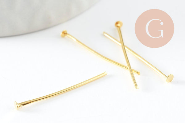 Tiges tête clou fer doré 25mm, x 10 grammes (G8298)