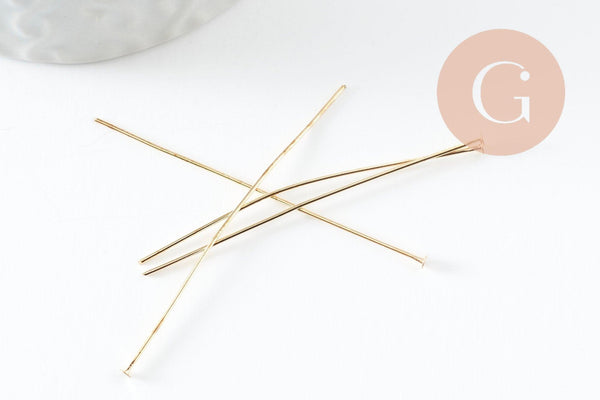 Tiges tête clou fer doré 50mm AVEC DEFAUT, x10gr (G9470)