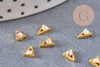 Triangle à coller zamac doré et zircon AB 5.5x4mm, x2 (G5264)