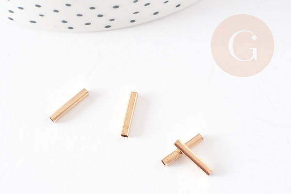 Tube carré laiton doré 12mm, x50 (G3391)