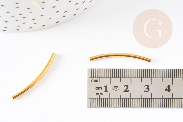 Tubes courbes laiton doré 30mmx2mm, x50 (8gr) (G1418)