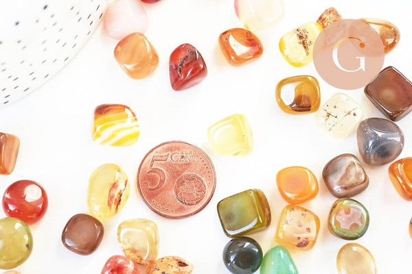 Agate naturelle multicolore brute roulée 15-25mm, x20 grammes (G3677)