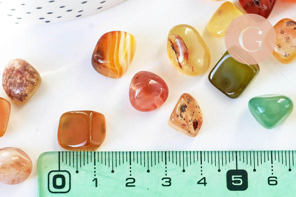 Agate naturelle multicolore brute roulée 15-25mm, x20 grammes (G3677)