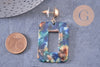 boucles pendantes rectangle résine zamac doré 55mm la paire (G0075)