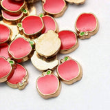 cabochon pomme rouge zamac doré 8.8mm, x2 (G4278)
