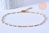chaine de cheville acier doré 14k résine blanche chaine dorée 1.5-2mm,23cm, x1 (G3659)