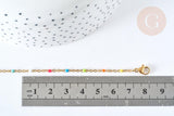 chaine de cheville acier doré 14k résine multicolore chaine dorée 1.5-2mm,23cm, x1 (G3663)