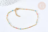 chaine de cheville acier doré 14k résine multicolore chaine dorée 1.5-2mm,23cm, x1 (G3663)