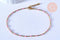 chaine de cheville acier doré 14k résine rose foncé chaine dorée, 1.5-2mm/23cm, x1 (G3745)