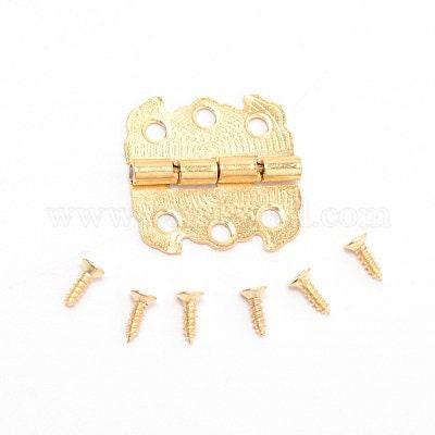 charnières fer doré avec vis accessoires boîte en bois et modelage fimo, x1 G6793