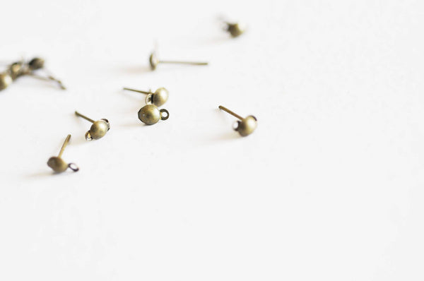 clous-puces oreille boule bronze5mm et anneau , x10 (G0877)